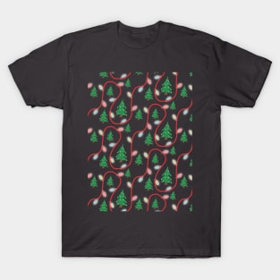 Christmas Trees and Lights Pattern T-Shirt